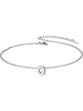 Letter Q Initial Bracelet 925 Sterling Silver Letter Bracelet Dainty